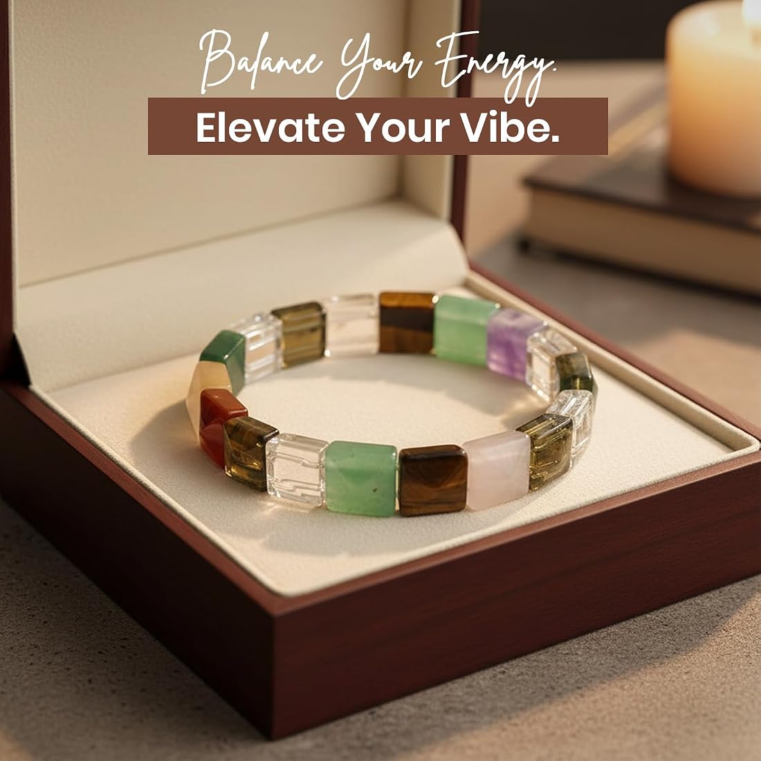パワーストーン❤️ Buy numeroastro Natural 7 Chakra Stone Pyramid Bracelet